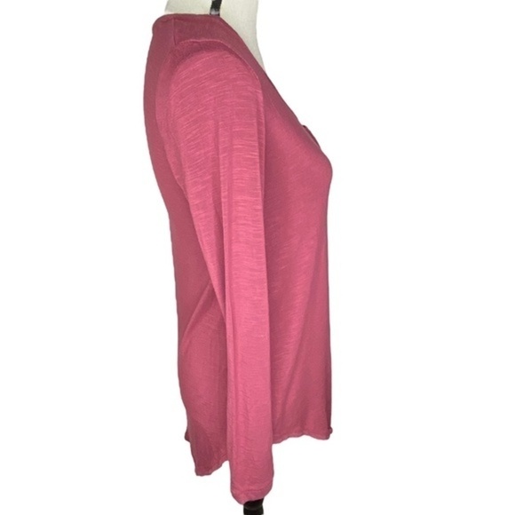 Anthropologie Pure and Good Top Dark Pink Long Sleeve Chest Pocket Tunic Top XS - Picture 8 of 14